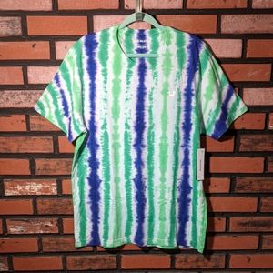 True Religion Tie Dye Tee Shirt Men's XXL 100% Cotton NWT White Green Purple